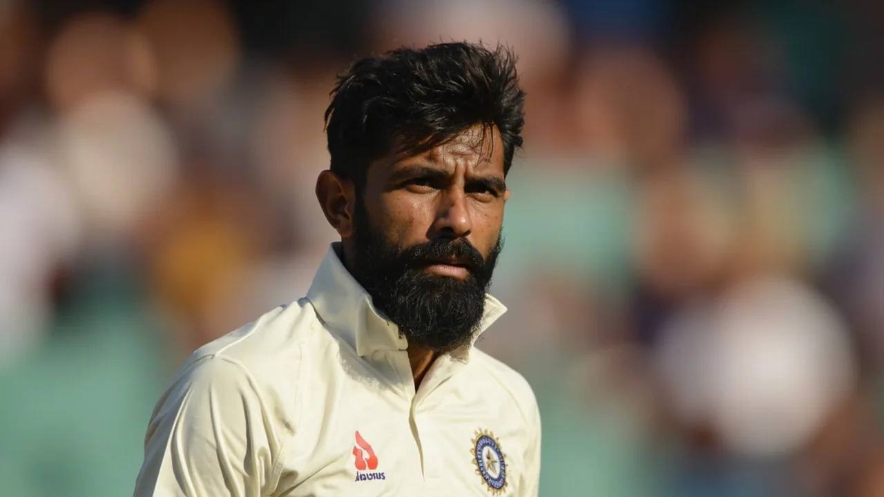 Tight sideline frame of an India quick steaming in during a Test match