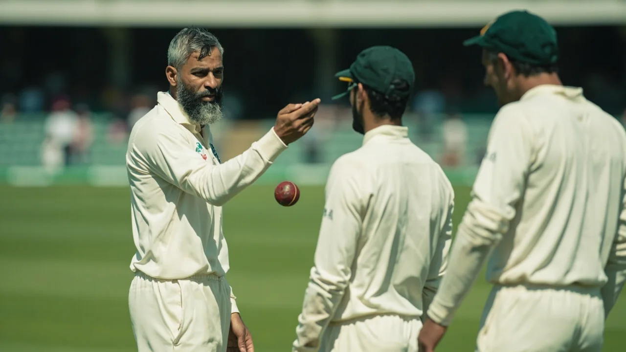 Medium tactical frame of the India slip cordon and captain setting a field during a Test